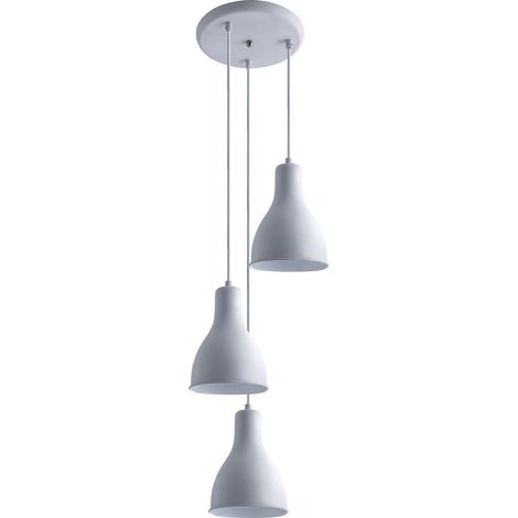 Paco Home Pendelleuchte Hängelampe Esszimmer Küchenlampe Hängend Esstischlampe E27  Weiß,  3-flammig + A60 Klar 300 Lumen