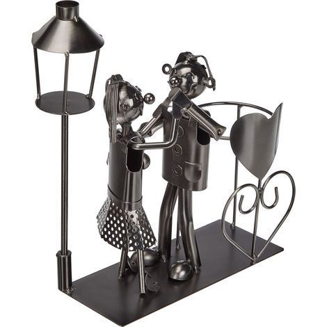ito electronics - Portabottiglie coppia danzante con lanterna per tea light, Adatto a bottiglie con un diametro massimo di 8 cm (bottiglie di vino da 0,75 litri), Dimensioni: circa 23 x 9x 28 cm (1/3)
