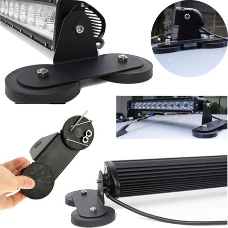 Ensemble de 2 supports de fixation magnétiques puissants pour barre lumineuse LED de toit. (1/4)