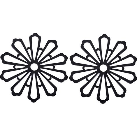 2 pièces sous-plat en silicone, diamètre 15,2 cm, résistant à la chaleur jusqu'à 250 °C, pour plans de travail, tables et ustensiles de cuisine (1/5)