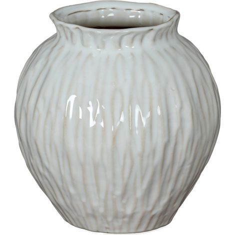 Numa Round Vase - Ceramic - L20 x W20 x H22 cm - White