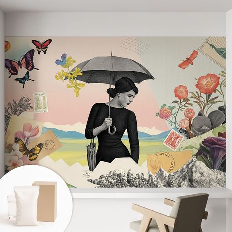 Papier peint avec colle pour décoration moderne de salon chambre à coucher cuisine et bureau Facile Collage romantique 152x104 cm (1/5)