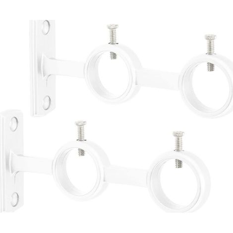 Support de tringle à rideau double, 2 pièces, fixation murale, pour tringle à rideau de diamètre 15-25 mm (blanc) (1/5)