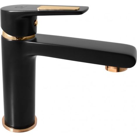 Mitigeur lavabo COLORADO en laiton noir mat doré sans siphon H. 16,2cm (1/4)
