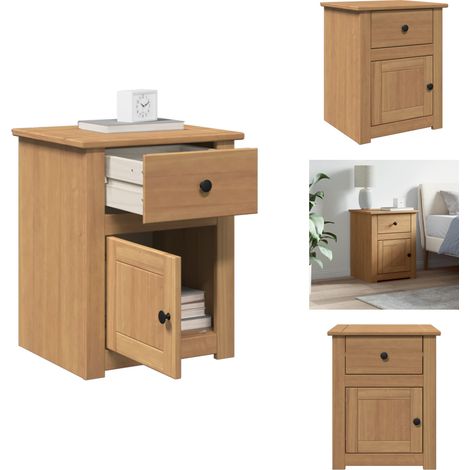Table de chevet Panama 46x40x57 cm bois massif de pin - Table De Chevet - Tables De Chevet - Armoire De Chevet - Table De Nuit (1/5)