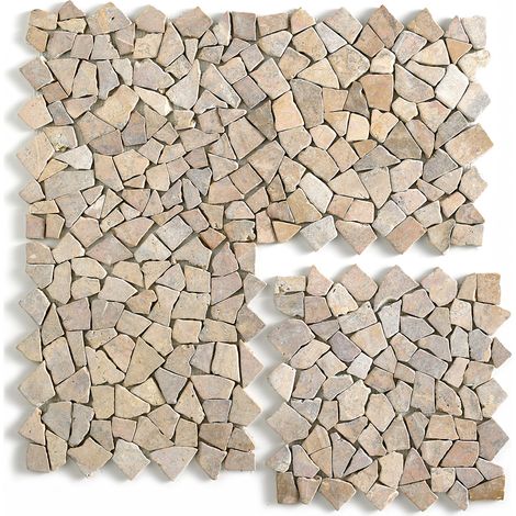 Carrelage de mosaïque (Boite de 1m²)/ Plaque mosaïque mur et sol en marbre naturel coloris rose - 30 x 30 cm - PEGANE -