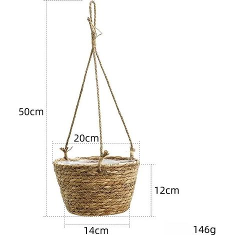 (Couleurs primaires) Support pour pot de fleurs d'extérieur, suspension pour plantes, décoration intérieure, jardinière suspendue, panier de rangement pour plantes en macramé, corde de jute tressée, i (1/4)