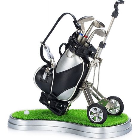 Portalápices con forma de pelota de golf, accesorio de escritorio, regalo de golf para hombre, decoración de oficina para golfistas, con bolígrafo.