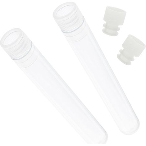 Tubes à essai en plastique PP à fond rond 16 x 100 mm, 10 ml, avec bouchon, lot de 250. (1/3)