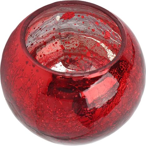 Bougeoir rond en verre pour bougie chauffe-plat, idéal pour une table de prière, mariage, restaurant ou décoration intérieure. Fleur de glace rouge. (1/5)