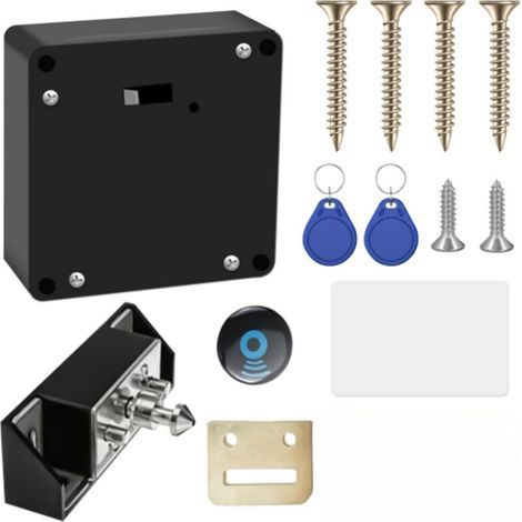 NFC-Smart-Schrankschloss für Möbel mit 2 Schlüsselanhängern und 1 RFID-Karte, verdeckt, kein Bohrloch erforderlich, für Schubladen, Spinde und Fabriken (1/4)