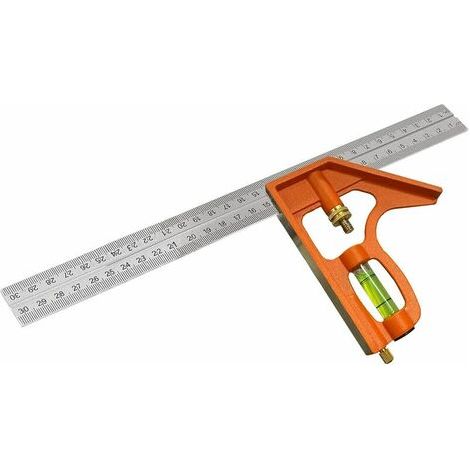 Équerre Combinée - 300mm Règle Multifonctionnel Adjustable - 12Inch Outil de Mesure Angle Avec Niveau à Bulle et Tire-Lignes Pratique - Réglable d'Angle 45/90 Degrés Pour Tracé, Mesure, Marquage (1/5)