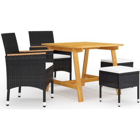 Juego de comedor de jardín de 5 piezas negro vidaXL (1/5)