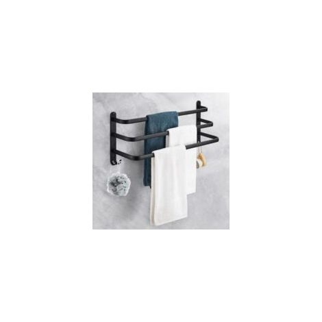 Toallero de aluminio de pared, soporte para toallas de baño de 3 niveles con ganchos, resistente al agua - para baño, cocina y aseo - Crezuo (1/5)