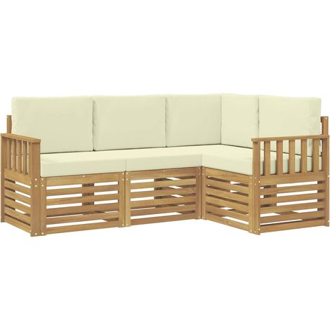 Conjunto de sofás de exterior 4 pcs Blanco y Crema vidaXL (1/5)