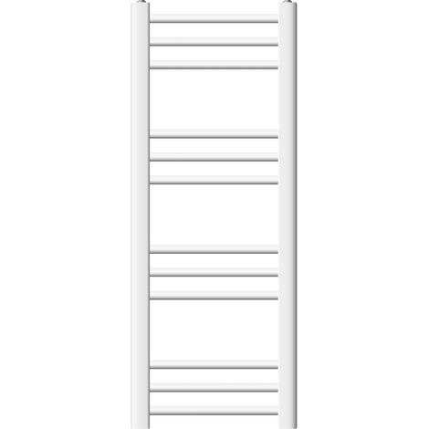 LuxeBath Radiateur de Salle de Bain Sahara 300 x 800 mm Blanc Raccord Latéral Droite au Bas, avec Résistance Électrique 300W Thermostat Affichage Digital, Sèche-Serviettes à Cartouche Chauffante (1/5)