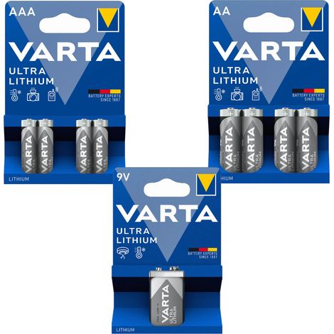 Juego de pilas de litio Varta ultra: AAA 4x1, AA 4x1, PP3 (9V) x1 (1/5)