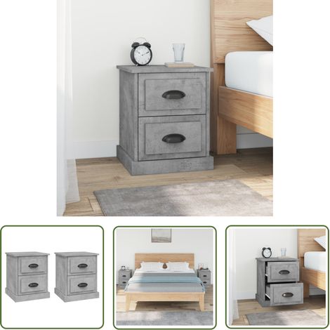 The Living Store Nachttische 2 Stk. Betongrau 39x39x47,5 cm Holzwerkstoff - Nachttisch - Betongrau - Holzwerkstoff - Wohnraum Dekoration - Möbel (1/5)