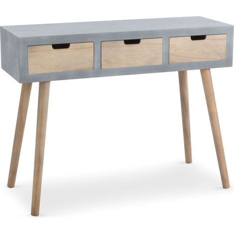 Console scandinave 3 tiroirs Tatum Gris