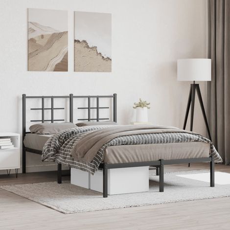 vidaXL Giroletto con Testiera in Metallo Nero 120x190 cm