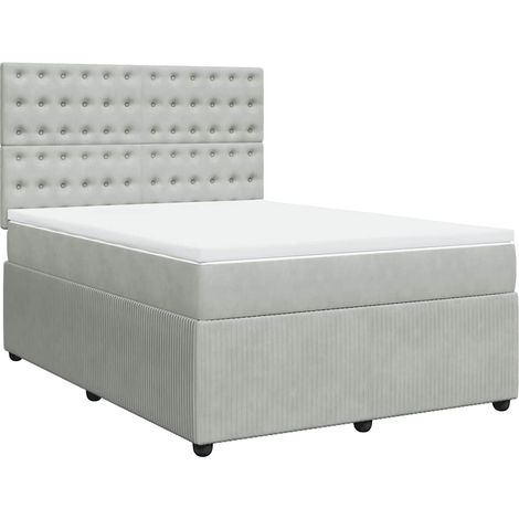 Maison Exclusive - Giroletto a Molle con Materasso Grigio Chiaro 160x200cm Velluto (1/5)