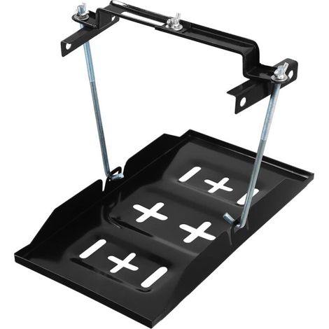Universal Car Battery Holder - 34.5x20 cm Metal Bracket with Adjustable Clamps (1/4)