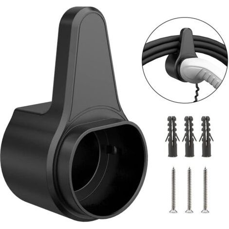 Soporte para cargador de vehículos eléctricos tipo 2, soporte de pared de ABS resistente, organizador de cables de carga tipo 2 - Negro (1/5)