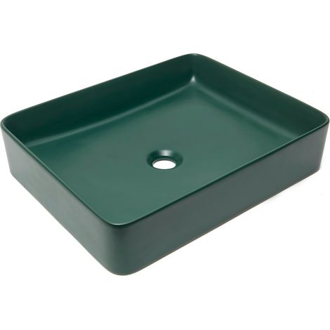 Swiss Aqua Technologies Infinitio Lavabo sobre encimera 50 x 40 x 11 cm, sin rebosadero, verde oscuro mate (SATINF5040DGEM) (1/5)