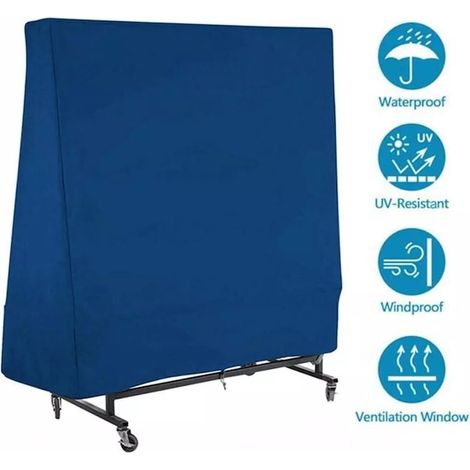 Housse de protection QttvbTna pour table de ping-pong, étanche, repliable, bleu/noir/vert, dimensions 165x70x185cm (1/5)