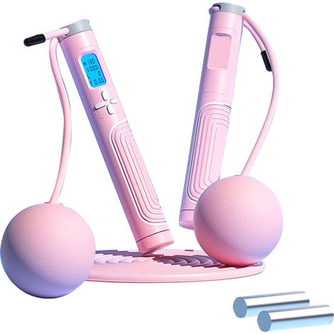 Corde à sauter avec compteur, cordes à sauter lestées pour le fitness, longueur réglable sans fil avec compteur de calories (1/5)