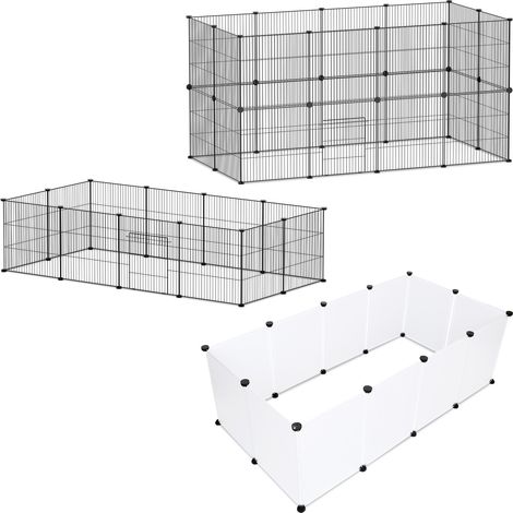 SWANEW Recinto da esterno Recinto a rete Playpen per conigli Playpen Gabbia per piccoli animali ruspanti Recinto Nero 110 x 110 x 47 cm (1/5)