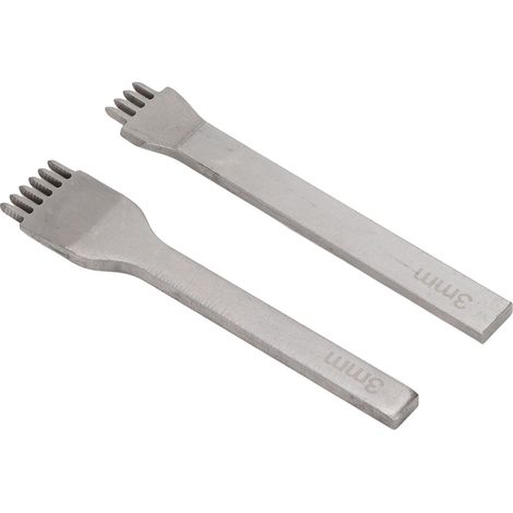 Lot de 2 emporte-pièces en acier inoxydable poli fin de 3 mm, 4 ou 6 dents, avec un grand trou adapté aux bottes. (1/5)