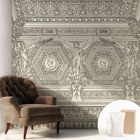 Papier peint intissé mural avec imprimé pour décoration pour salon pour chambre à coucher pour entrée Ornement classique 250x250 cm (1/5)