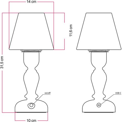 Lampe portable rechargeable Cabless14 avec ampoule gouttelette et abat-jour