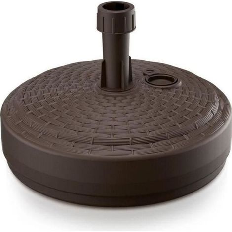 Pied De Parasol - Support Parasol Carré En Polyrotin - Pour Jardin Piscine Terrasse - 39x39x13 Cm - 1 Pièce