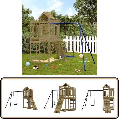Spielturm Imprägniertes Kiefernholz - Holzspielgeräte - Spielturm - Kletterturm - Gartenmöbel - Gartengeräte