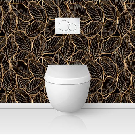 Crédence adhésive WC - Feuilles - 90x90 cm - Adhésif + Protection MATE (1/3)