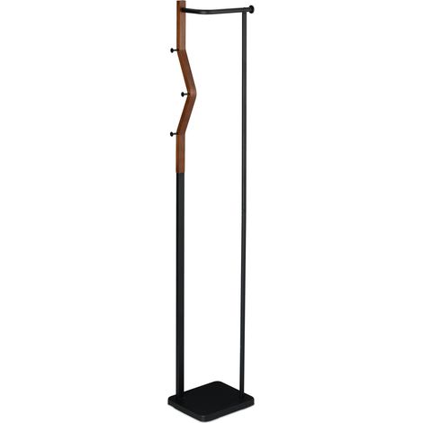 Appendiabiti moderno indipendente pratico 100 x 30 x 30 cm 3 ganci asta in metallo nero 130008537