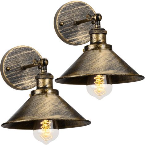 royaluxe- (2X)Applique Murale Rétro Moderne Ø22CM Lampe Murale Vintage D'Intérieur Applique Murale Simple En Métal (Bronze) E27 Pour Éclairage Intérieur (1/5)