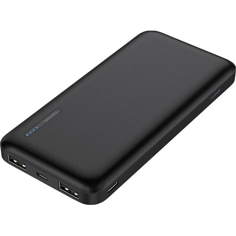 Batterie externe pour téléphone portable : batterie externe USB de 10 000 mAh, 2 x USB-A, 1 x USB-C, 2,4 A, 12 W (smartphone, avec sortie d'entrée C, mini) (1/5)
