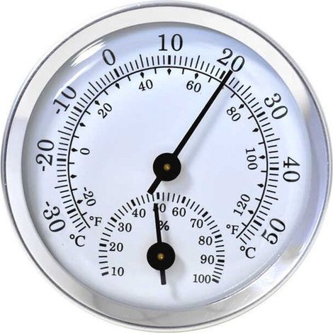 Juego de 3 piezas con higrómetro,detector de monitoreo y termómetro analógico para ambientes húmedos como patios,interiores y exteriores,Plateado (1/5)