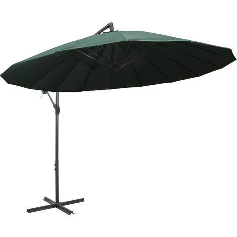 Parasol suspendu avec poteau en aluminium Vert 3 m