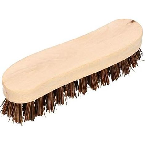 KOTARBAU Brosse à récurer en forme de S - 18 cm - Manche en bois - Marron - Ergonomique - Efficace - Brosse de nettoyage - Poils en racine de riz (1/5)