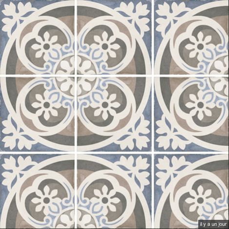 Aelle - Carrelage sol / mur effet ciment motif coloré 20x20 cm ART NOUVEAU MUSIC HALL - Vendu par boîte de 1 m² (1/5)
