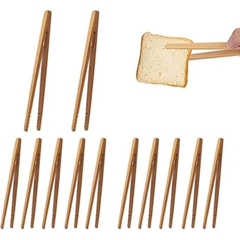 Pince Cuisine,Pince en Bambou 10 Pcs Pince à Pain en Bois Pince de Cuisine Pour La Cuisson, Utilisée Pour La Cuisson, Le Pain (1/4)