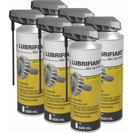 Méduze - 6 lubrifiants PTFE en aérosol 500mL - Propre et sec - Anti friction - Professionnel (1/5)