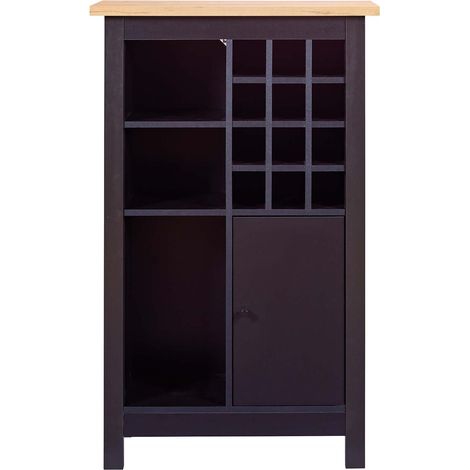 Armoire à bouteilles,meuble de rangement coloris noir / chêne Artisan - longueur 76 x profondeur 33 x hauteur 124 cm (1/5)