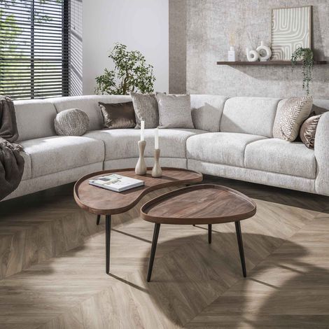Couchtischset Kira Organic Akazienholz Braun 2er Set