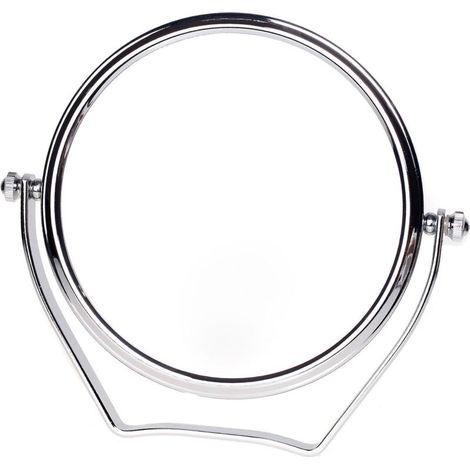 SABIR Miroir Maquillage Grossissement x10, 6 inch Compact Miroir Cosmétique sur Pied, chrome, Ø 15,3 cm, 100% et 1000% orientable sur 360°, Haute Qualité miroir de Table (1/5)