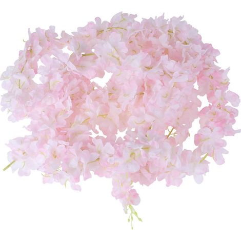 Guirlande de fleurs de cerisier artificielles en rotin, 24 pièces, en soie, pour décoration de mariage et de fête. (1/5)